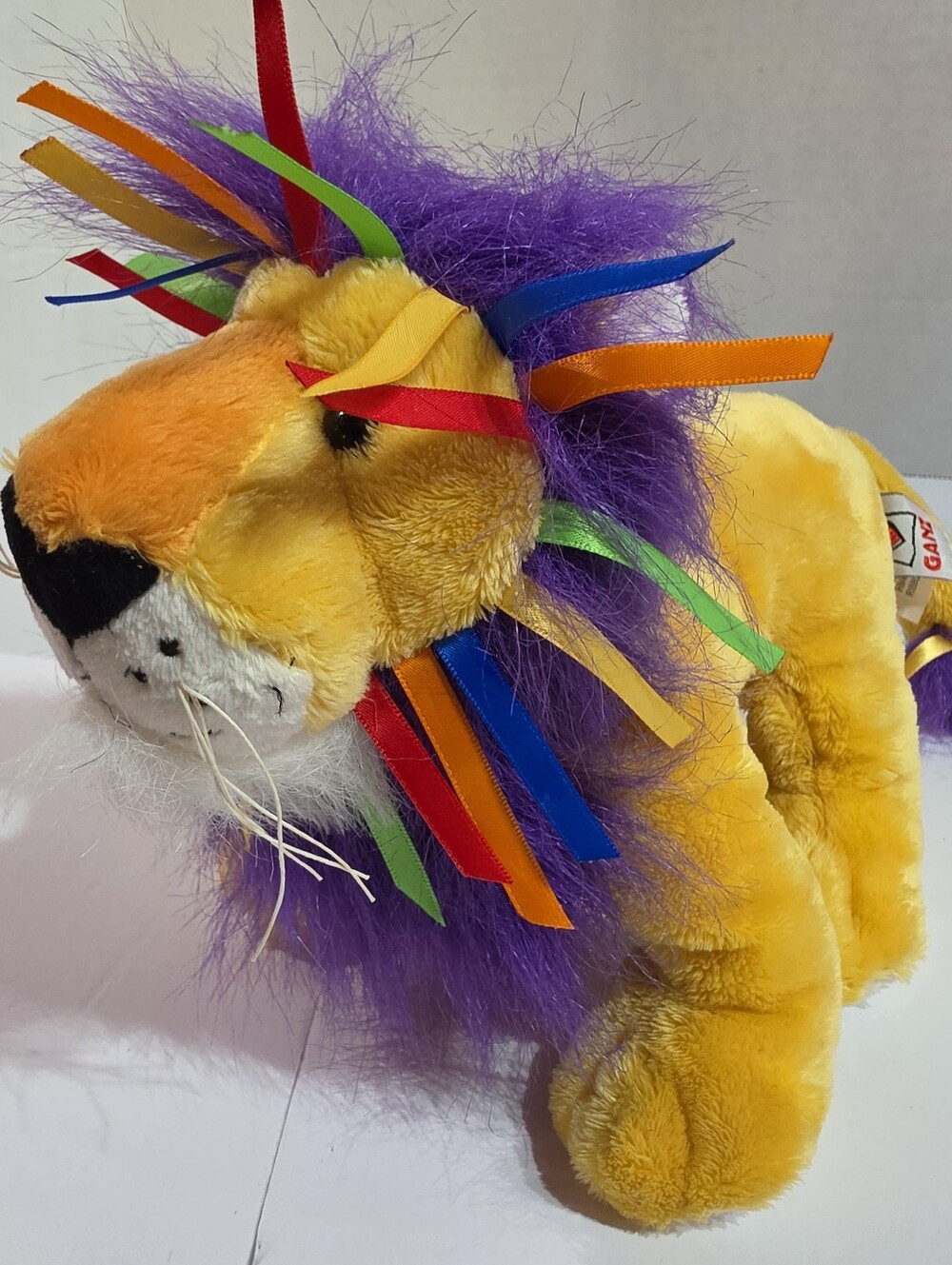 Ganz Webkinz Ribbon Lion  Yellow Plush Purple Mane With Ribbons HM487 No Code